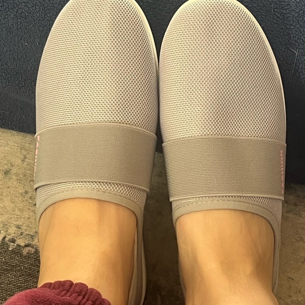 Brand new never worn out. Light dove grey slip on and very light sneakers.